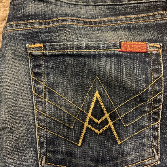 7 for all mankind Women'A' pocket flare jeans low rise dark wash Size 32 !! - Picture 4 of 14